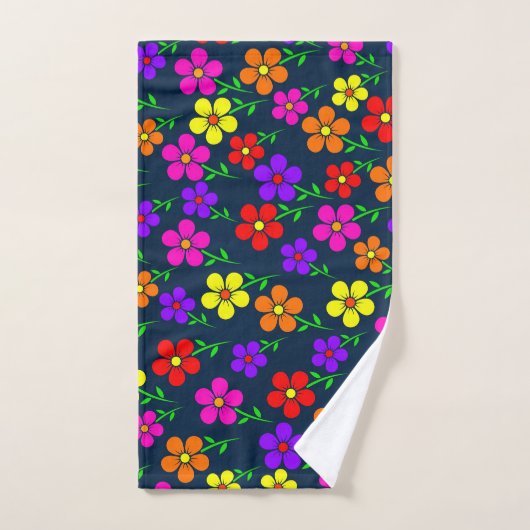Colorful Flowers Floral Pattern Handdoek (Handdoek)