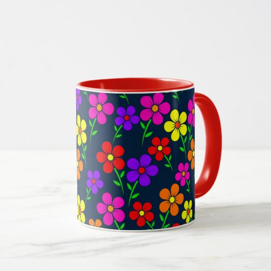Colorful Flowers Floral Pattern Mok (Voorkant rechts)
