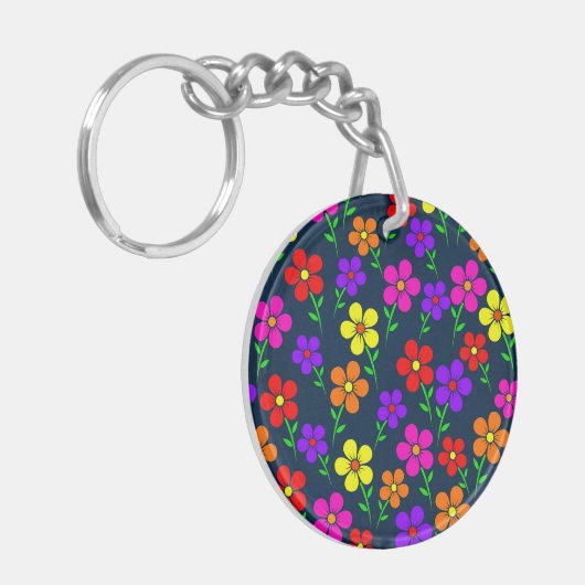 Colorful Flowers Floral Pattern Sleutelhanger (Voorkant Links)