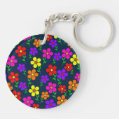 Colorful Flowers Floral Pattern Sleutelhanger (Achterkant)