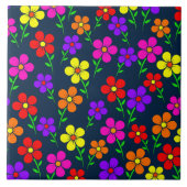 Colorful Flowers Floral Pattern Tegeltje (Voorkant)