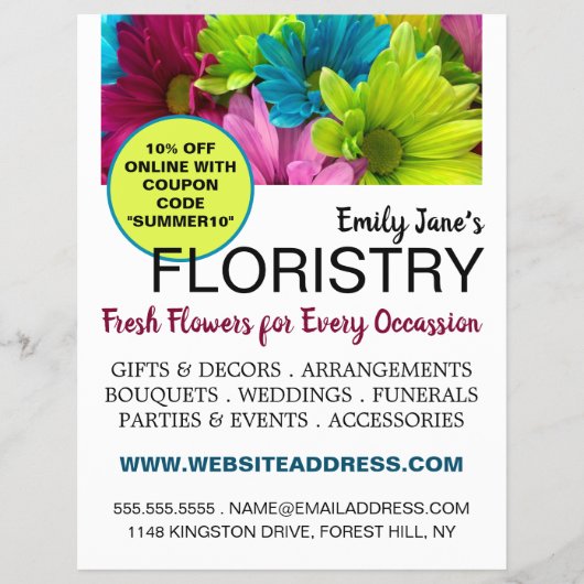 Colorful Flowers, Floristry Flyer (Voorkant)