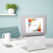 Colorful Flowers Frame, TEMPLATE, ADD TEXT Sticker (Laptop op bureau)