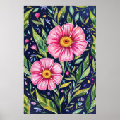 Colorful Flowers Garden Botanical Illustration Poster (Voorkant)