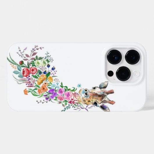 Colorful Flowers Giraffe iPhone Case Painting (Achterkant (horizontaal))