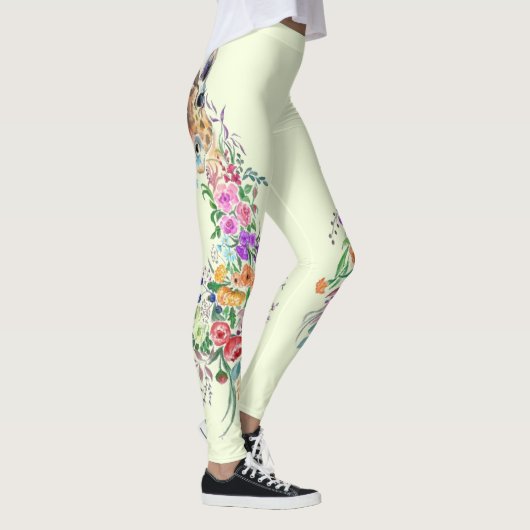 Colorful Flowers Giraffe Leggings Spring Design (Rechts)