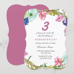 Colorful Flowers Girls 3e 4e vijfde verjaardag Kaart