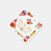 Colorful Flowers & Gold Glitter Save the Date Servetten (Hoek)