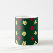 Colorful Flowers Green Cute Floral Pattern Koffiemok (Center)