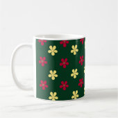 Colorful Flowers Green Cute Floral Pattern Koffiemok (Links)