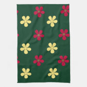 Colorful Flowers Green Floral Pattern Theedoek (Verticaal)