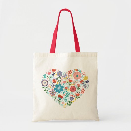 Colorful Flowers Heart Tote Bag (Voorkant)