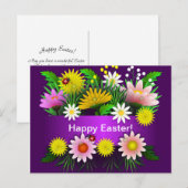 Colorful Flowers Lady Bugs Waterverf Pasen Briefkaart (Voorkant / Achterkant)