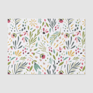 Colorful Flowers & Leafs Pattern Tissuepapier