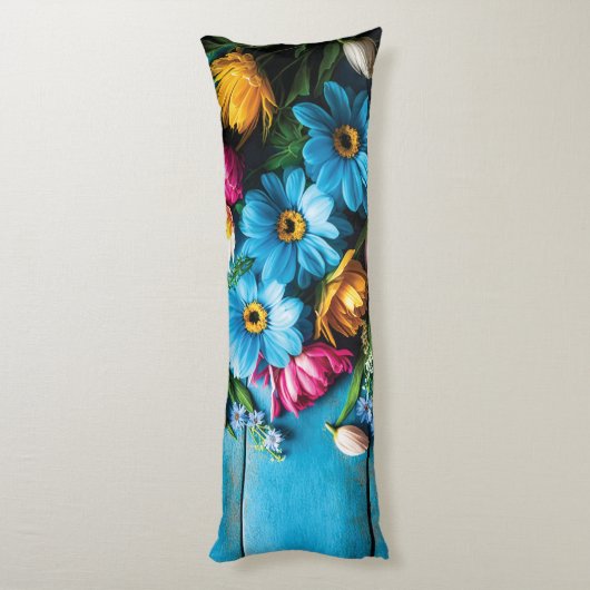 Colorful Flowers Lichaamskussen (Achterkant (Verticaal))