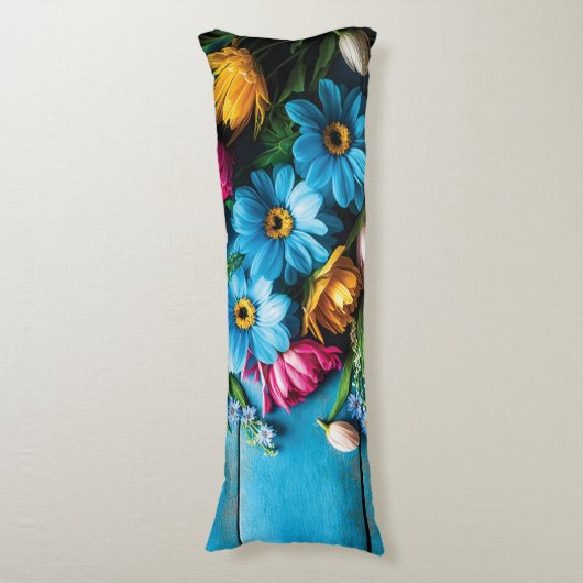 Colorful Flowers Lichaamskussen (Voorkant Verticaal)