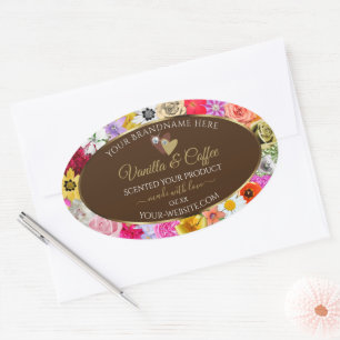 Colorful Flowers Lijst Brown Product Labels Hearts