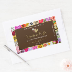 Colorful Flowers Lijst Brown Product Labels Hearts