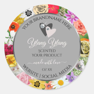 Colorful Flowers Lijst Grey Product Labels Hearts