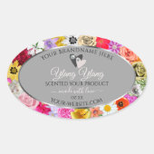 Colorful Flowers Lijst Grey Product Labels Hearts (Voorkant)