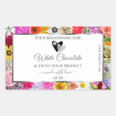 Colorful Flowers Lijst White Product Labels Hearts (Voorkant)