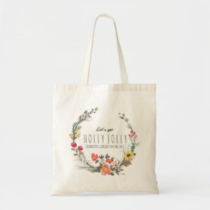 Colorful Flowers met Sjabloon kersttekst Tote Bag