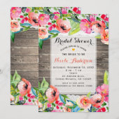 Colorful Flowers Modern Floral Chic Wood & Lace Kaart (Voorkant / Achterkant)