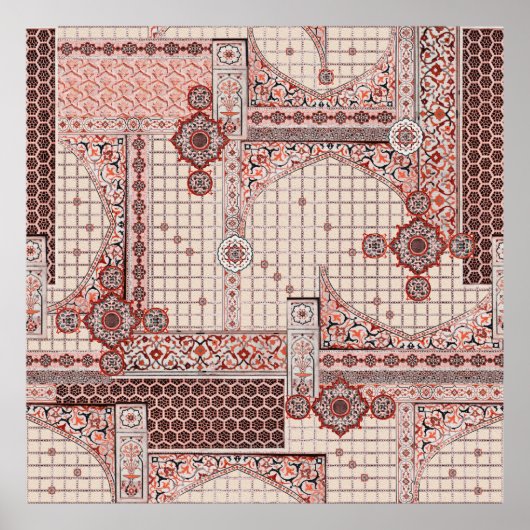 Colorful flowers mughal architecture background wa poster (Voorkant)