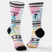 Colorful  Flowers - Name Number Socks Sokken (Gebogen)