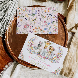 Colorful Flowers Oerwoud Safari Animals Birthday Kaart