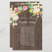 Colorful Flowers op Faux Wood (Voorkant / Achterkant)