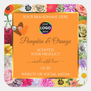 Colorful Flowers Oranje Product Labels Harten Logo