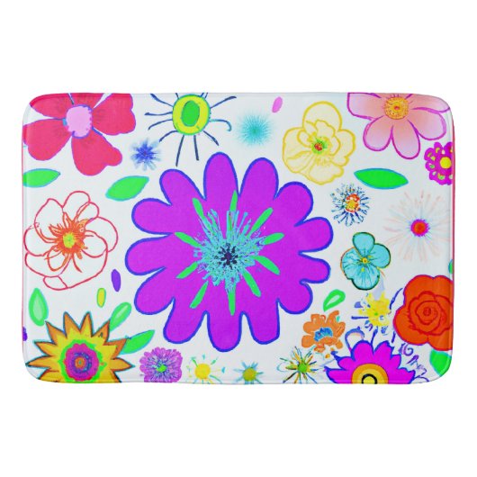 Colorful Flowers Patroon Badmat (Voorkant)
