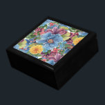 Colorful Flowers Patroon Cadeaudoosje<br><div class="desc">Moderne,  kleurrijke bloemen collage waterverven hand illustratie. Blauwe gele en paarse bloemen.</div>