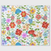 Colorful Flowers Patroon Cadeaupapier (Vlak)