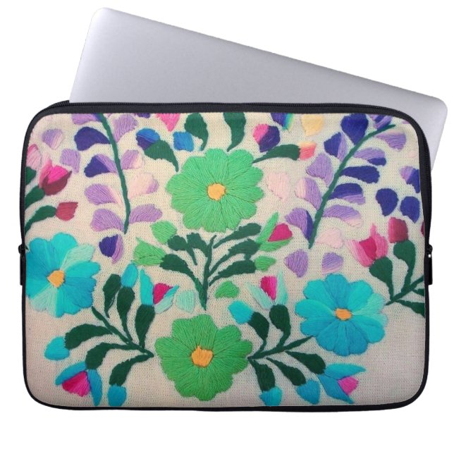 Colorful Flowers Patroon Laptop Sleeve (Voorkant)