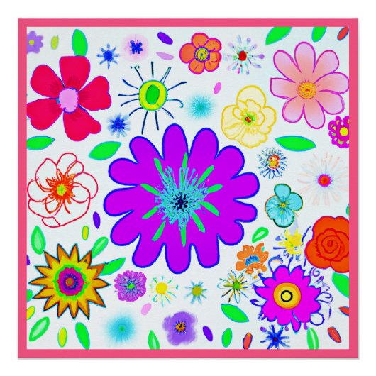 Colorful Flowers Patroon Perfect Poster (Voorkant)