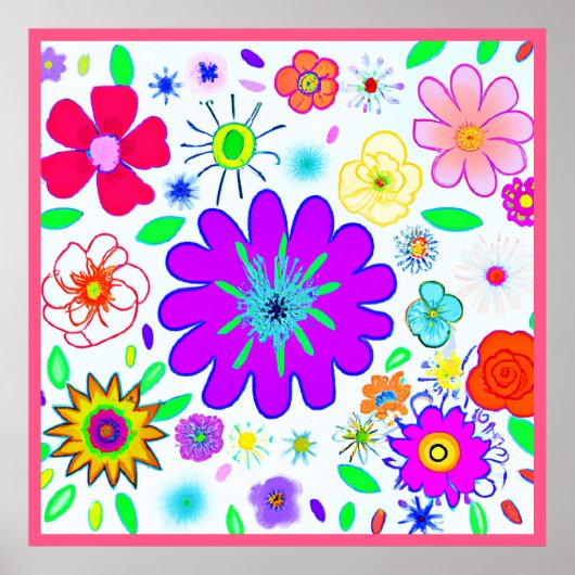 Colorful Flowers Patroon Poster (Voorkant)