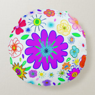 Colorful Flowers Patroon Rond Kussen