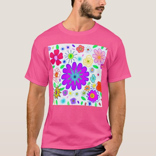 Colorful Flowers Patroon T-shirt (Voorkant)