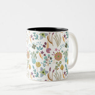 Colorful Flowers Patroon Tweekleurige Koffiemok