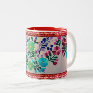Colorful Flowers Pattern-Mok Tweekleurige Koffiemok