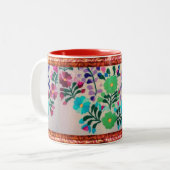 Colorful Flowers Pattern-Mok Tweekleurige Koffiemok (Voorkant links)