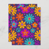 Colorful Flowers Peace Love Groovy Retro Hippie Briefkaart (Voorkant / Achterkant)