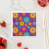 Colorful Flowers Peace Love Groovy Retro Hippie Servet (Insitu)