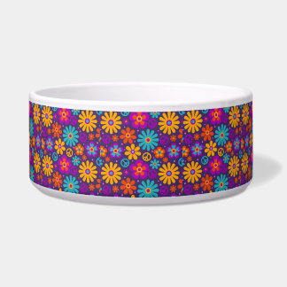 Colorful Flowers Peace Love Groovy Retro Hippie Voerbakje