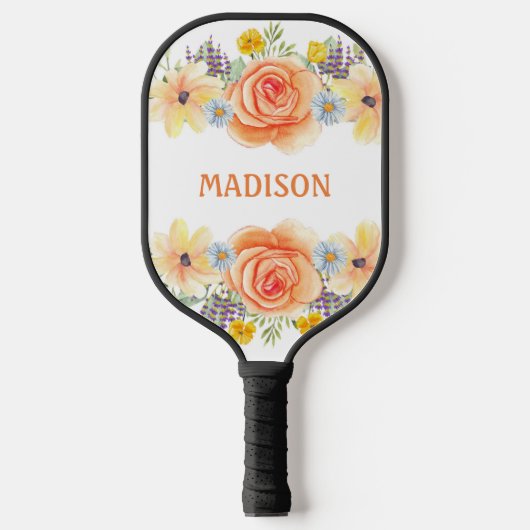 Colorful Flowers Pickleball Paddle (Voorkant)
