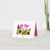 Colorful Flowers Pink Tulips & Yellow Sunflower Kaart (Achterkant)