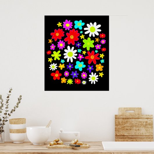 Colorful Flowers Poster (Keuken)