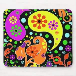 Colorful Flowers Retro Paisley Design Mousepad Muismat